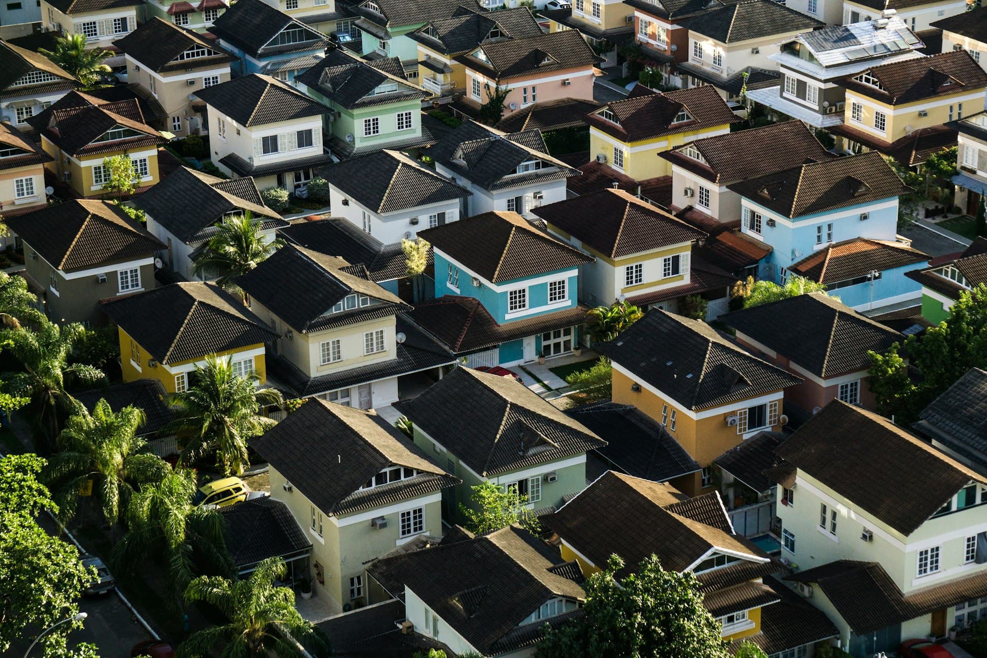 Aerial view of Las Vegas area residential roofs